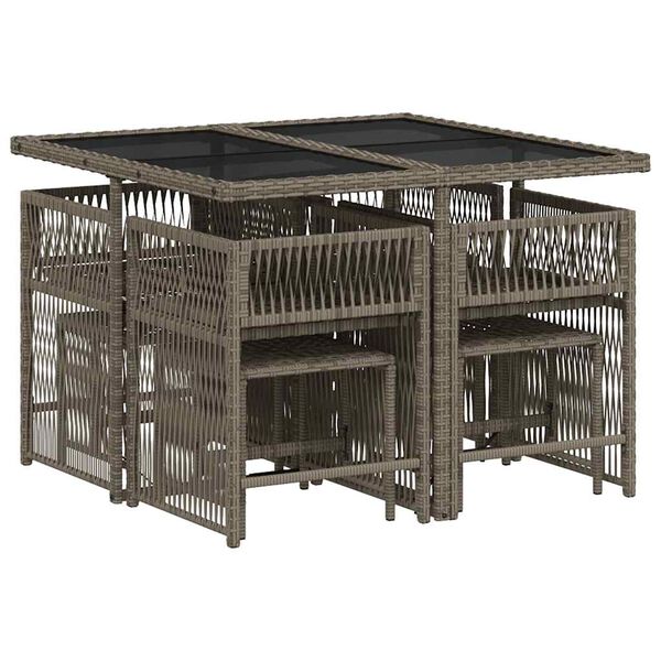 vidaXL 9-dijelni vrtni blagovaonski set sivi od poliratana