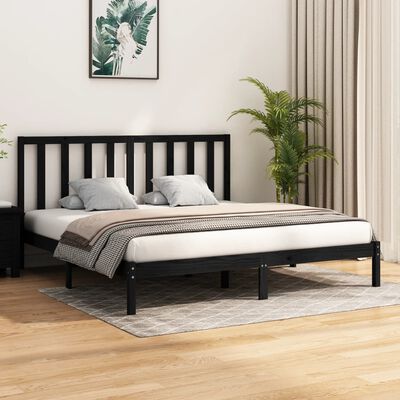 vidaXL Okvir za krevet od borovine crni 180 x 200 cm bračni