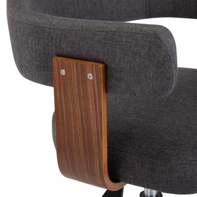 vidaXL Okretna blagovaonska stolica od savijenog drva i tkanine siva