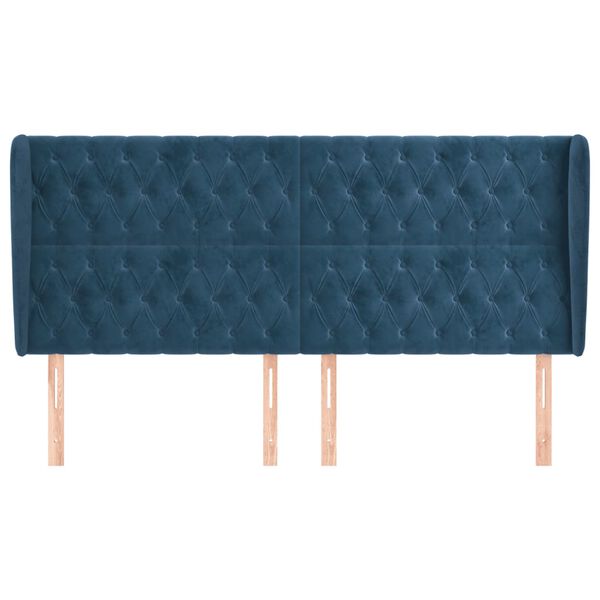 vidaXL Uzglavlje s u&scaron;ima tamnoplavo 183x23x118/128 cm bar&scaron;unasto