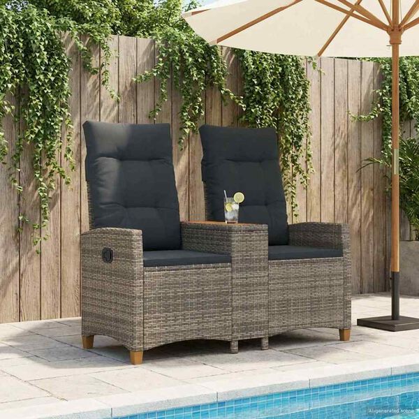 vidaXL Rekreativna klupa s stolom Siva i tamno siva 126 x 65 x 112 cm