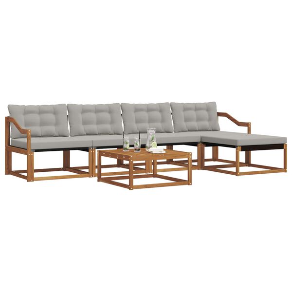 vidaXL Set vanjskih sofa s jastukom 6 pcs Prirodna i svijetlo siva