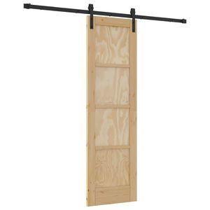vidaXL Klizna vrata 61 x 198,5 cm Masivna borovina Prirodna i crna