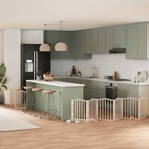 vidaXL Vrata za pse s vratašcima 9 panela sklopiva 450 cm drvo topole