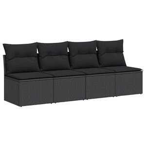 vidaXL Vrtna sofa s jastucima za 4 osobe, crna, poliratan
