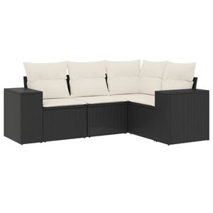 vidaXL 4-dijelni set vrtnih sofa od poliratana s jastucima crni
