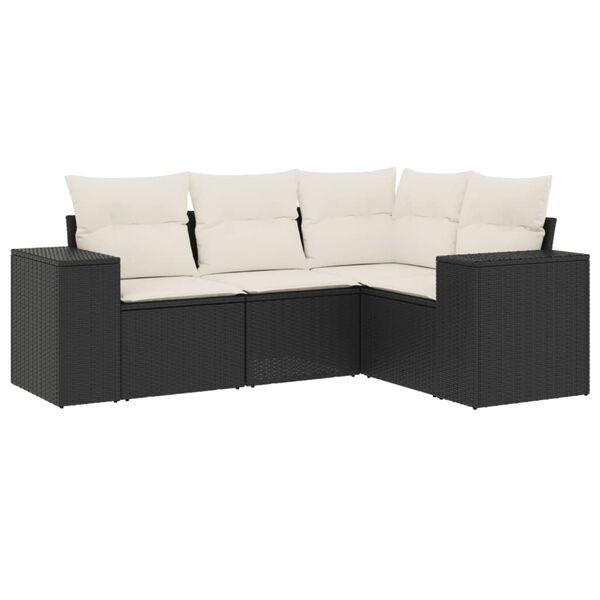 vidaXL 4-dijelni set vrtnih sofa od poliratana s jastucima crni