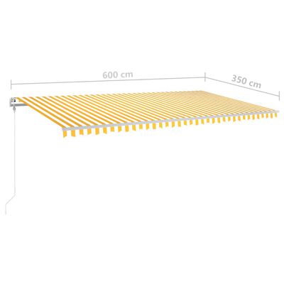 vidaXL Tenda na ručno uvlačenje s LED svjetlima 6 x 3,5 m žuto-bijela