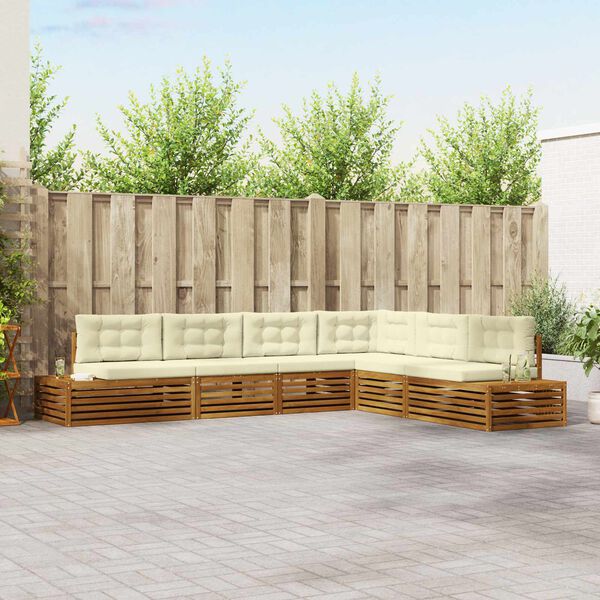 vidaXL Set vanjskih sofa s jastukom 6 Komad Prirodna i krem