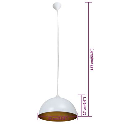 vidaXL Stropna svjetiljka 2 kom podesive visine polukuglasta bijela