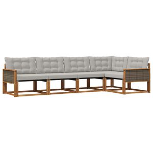 vidaXL Set vanjskih sofa 5 kom. Prirodna i svjetlosiva