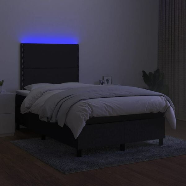 vidaXL Krevet box spring s madracem LED crni 120 x 200 cm od tkanine