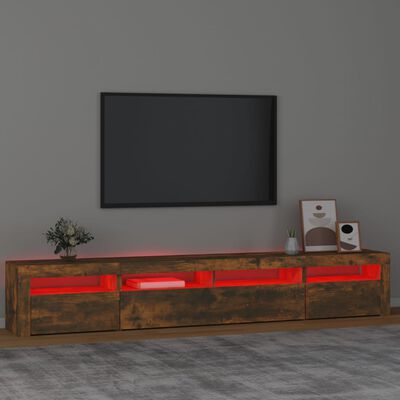vidaXL TV ormarić s LED svjetlima boja dimljenog hrasta 240x35x40 cm