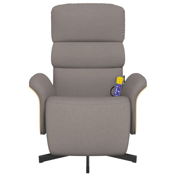 vidaXL Masažni naslonjač od tkanine s osloncem za noge smeđesivi