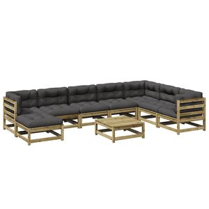 vidaXL 9-dijelni set vrtnih sofa s jastucima od impregnirane borovine