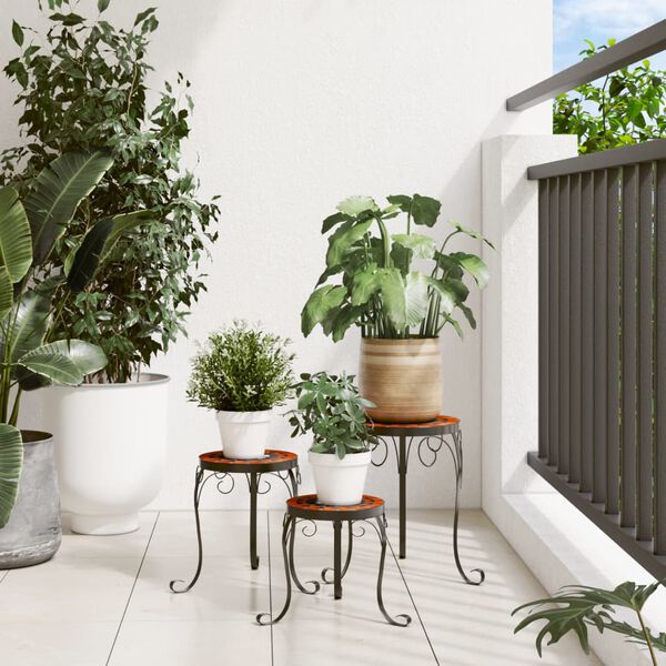 vidaXL Stalci za biljke 3 kom terakota i bijeli keramički