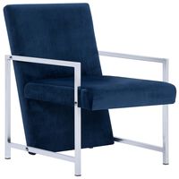 vidaXL Fotelja s kromiranim nogama plava baršunasta