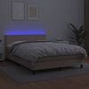 vidaXL Krevet box spring madrac LED cappuccino 140x190cm umjetna koža