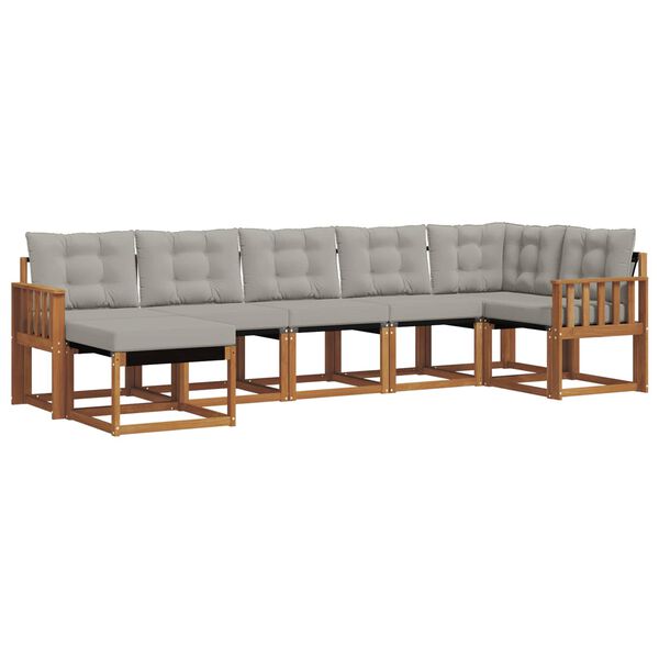 vidaXL Set vanjskih sofa s jastukom 7 pcs Prirodna i svijetlo siva