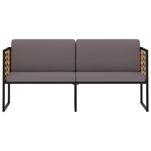 vidaXL Vrtna klupa s jastucima 136 cm masivno bagremovo drvo tamnosiva