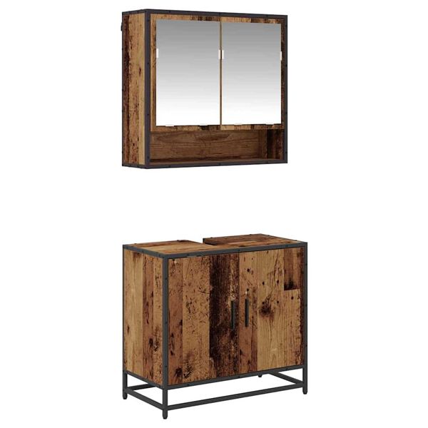 vidaXL Set namje&scaron;taja za kupaonicu 2 pcs Staro drvo Konstruirano drvo