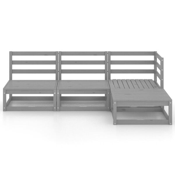 vidaXL 4-dijelna vrtna garnitura od masivne borovine siva