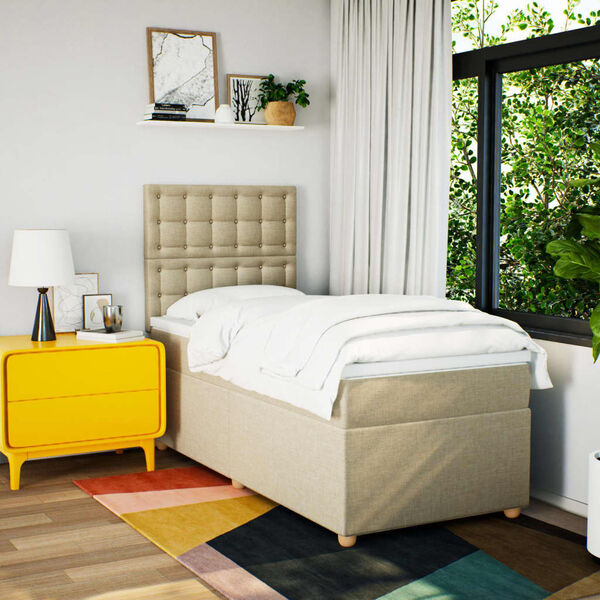 vidaXL Okvir kreveta s oprugama i madrac krem 80x200 cm od tkanine