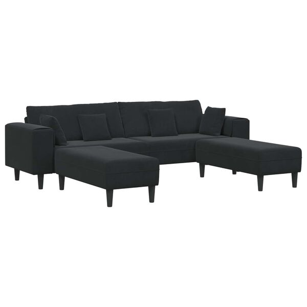 vidaXL Sofa 3 pcs Crna 250 x 188 x 76 cm Bar&scaron;un