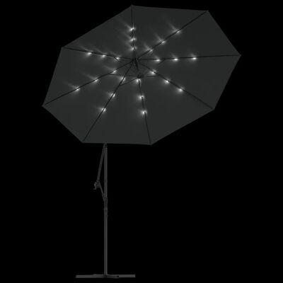 vidaXL Konzolni suncobran s LED svjetlima i čeličnom šipkom 300 cm