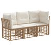 vidaXL Set vanjskih sofa s jastukom 3 pcs Prirodna Poliester