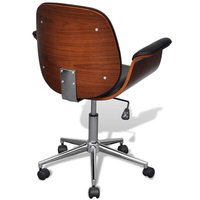 vidaXL Okretna stolica od zaobljenog drva i umjetne kože