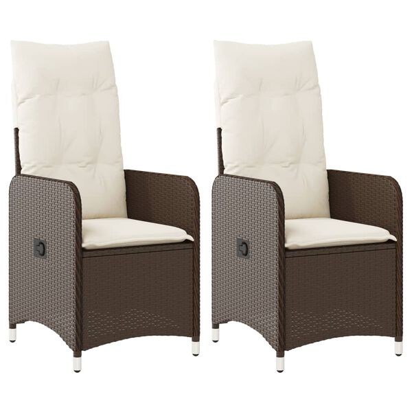 vidaXL Vrtni naslonjači s jastucima 2 kom smeđi od poliratana