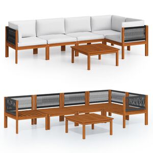 vidaXL Vrtni set za sjedenje s jastucima, 6 dijelova, krem, 63x63 cm