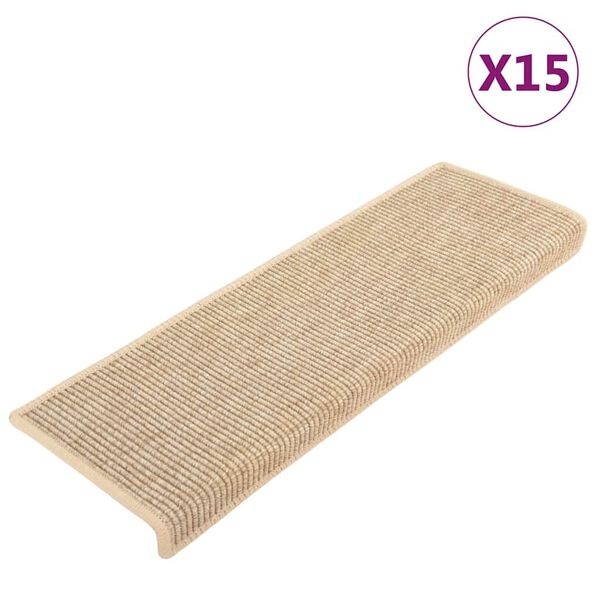 vidaXL Prostirke za stepenice 15 kom 65x21x4 cm svijetlo bež pravokutni rub
