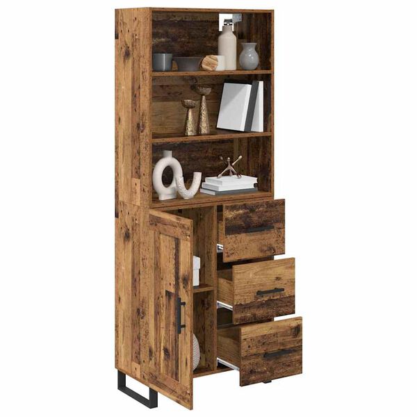 vidaXL Highboard Staro drvo 69,5 x 34 x 180 cm Konstruirano drvo