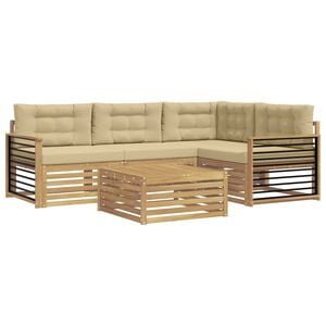vidaXL Set vanjskih sofa 6 kom. Bijela i bež Poliester
