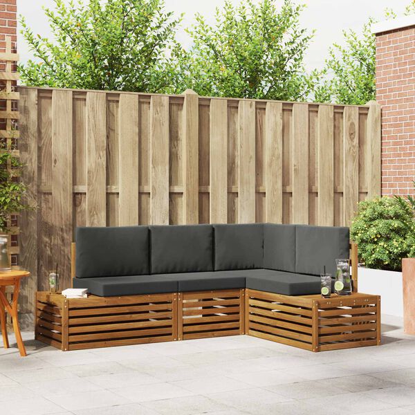 vidaXL Set vanjskih sofa s jastukom 4 Komad Prirodna i antracit