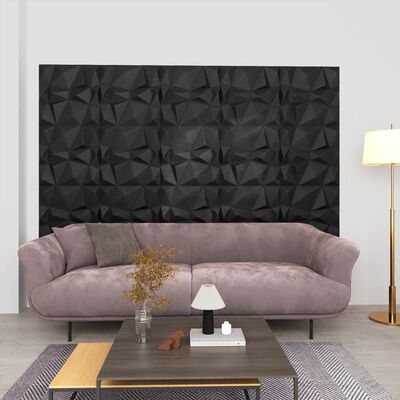 vidaXL 3D zidni paneli 12 kom 50 x 50 cm dijamantno crni 3 m²
