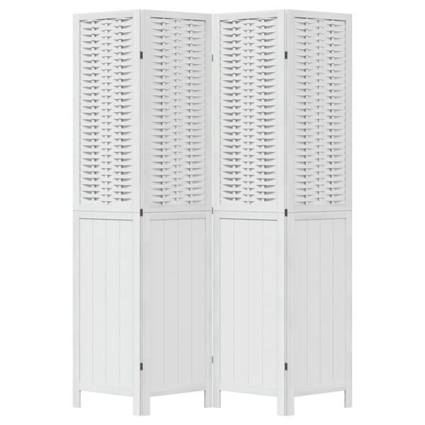 vidaXL Sobna pregrada s 4 panela bijela od masivnog drva paulovnije
