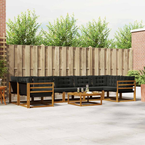 vidaXL Set vanjskih sofa s jastukom 8 pcs Prirodna i crna