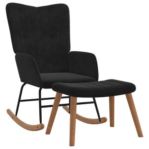 vidaXL Stolica za ljuljanje s osloncem za noge crna bar&scaron;unasta