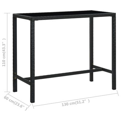 vidaXL Vrtni barski stol crni 130 x 60 x 110 cm od poliratana i stakla