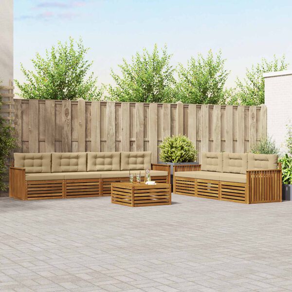 vidaXL Set vanjskih sofa s jastukom 8 pcs Prirodna i bež