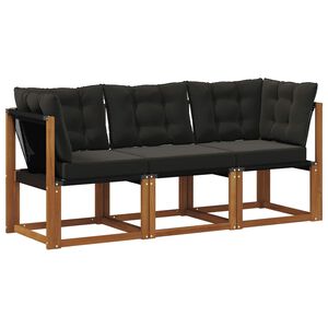 vidaXL Vanjski srednji i kutni kauč s jastukom 3 Komad Prirodna