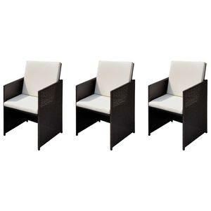 vidaXL Vrtne stolice 3 pcs Smeđa 56 x 52 x 87 cm Poli ratan