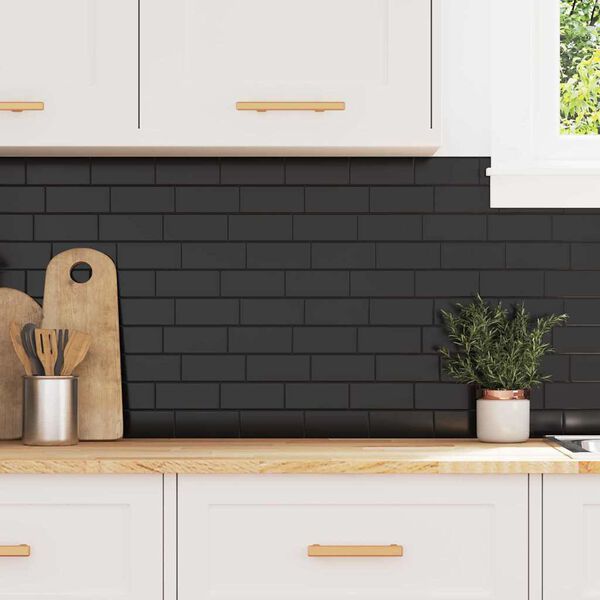 vidaXL Subway pločica 10 pcs Crna 29.4 x 21.4 cm Poliuretan i PET