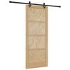 vidaXL Klizna vrata Prirodna i crna 86 x 211 cm Masivna borovina