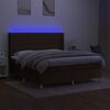 vidaXL Krevet box spring s madracem LED tamnosmeđi 160x200 cm tkanina