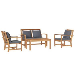 vidaXL Sjedeća garnitura za vrt 4 pcs Prirodna Čvrsto teak drvo