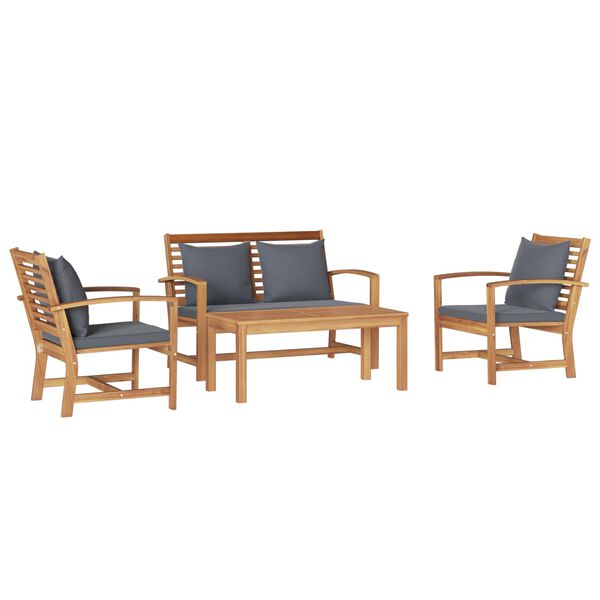 vidaXL Sjedeća garnitura za vrt 4 pcs Prirodna Čvrsto teak drvo